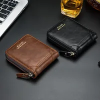 2025 New Men's Wallet PU Leather Purse Zipper Retro Style Short Wallets Men Card Holders Coin Storage Money Bag A03 2