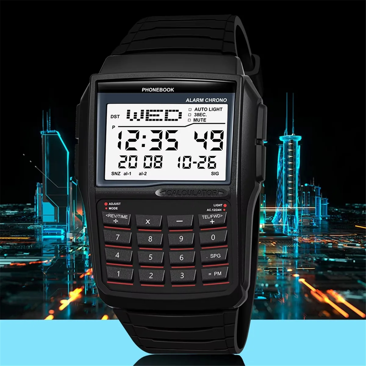 SEMOIC LED Electronic Watch Digital Sports Multifunction Calculator Watch Waterproof Computer Style