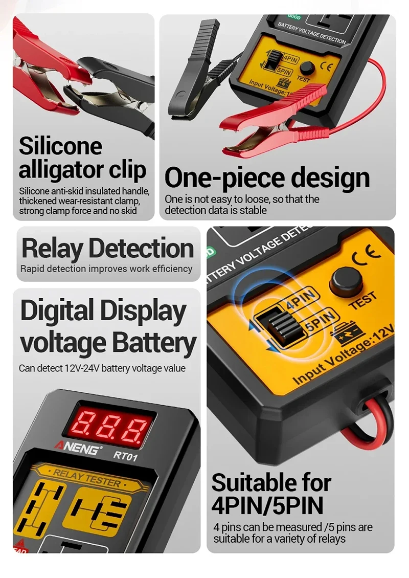Car Relay Tester 11 - 25v Automotive Voltage Tester For Car Battery Check With L