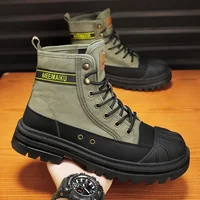 Men's boots four season new high-top casual boots canvas boots soft-sole non-slip thick-sole outdoor boots fashion tooling boots
