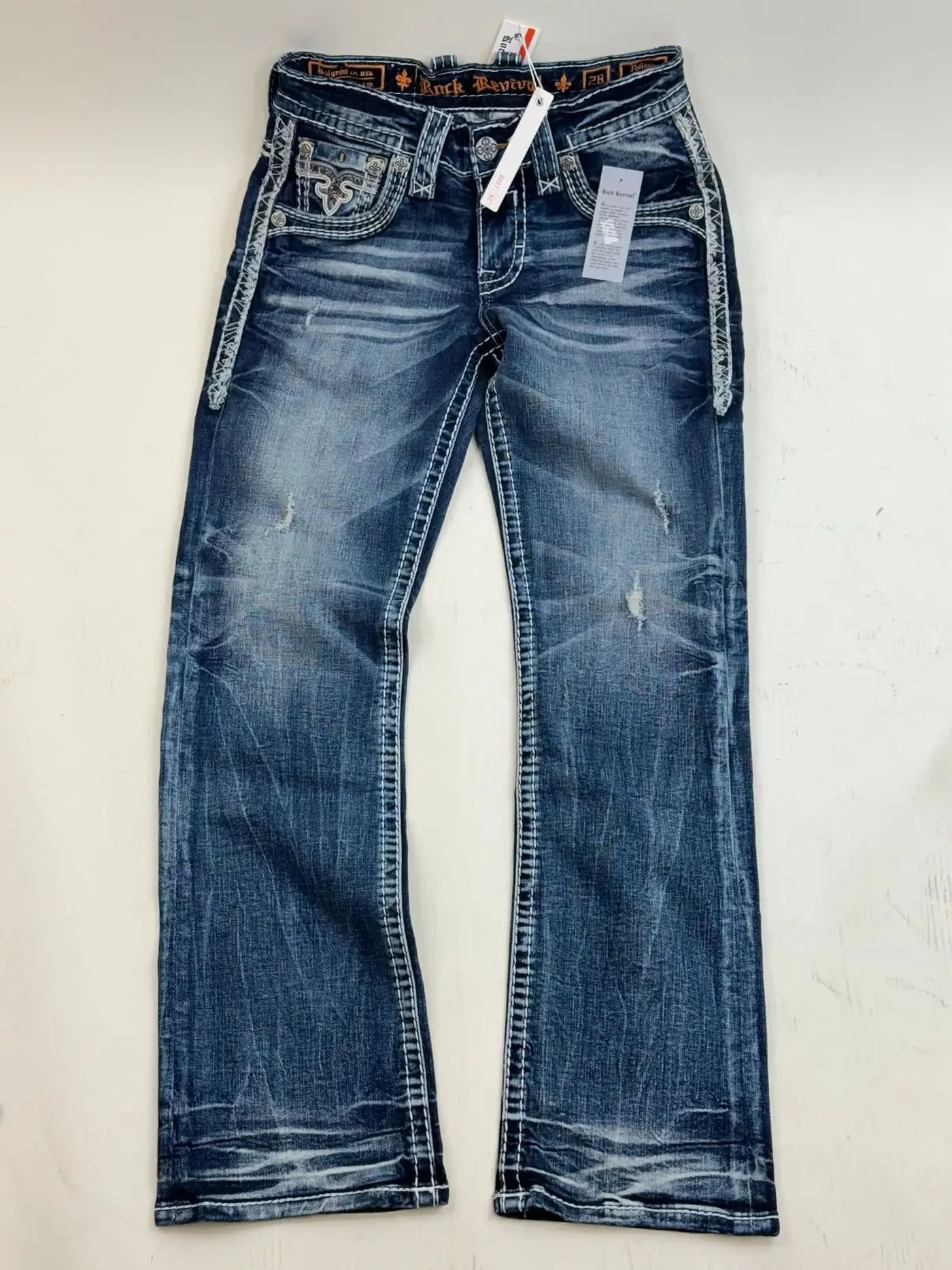 Y2K New Gothic Blue Denim Embroidery Harajuku Wide Pants Revival Mens Jeans Foliage Bootcut Women Pocket Hip Hop Streetwear 5