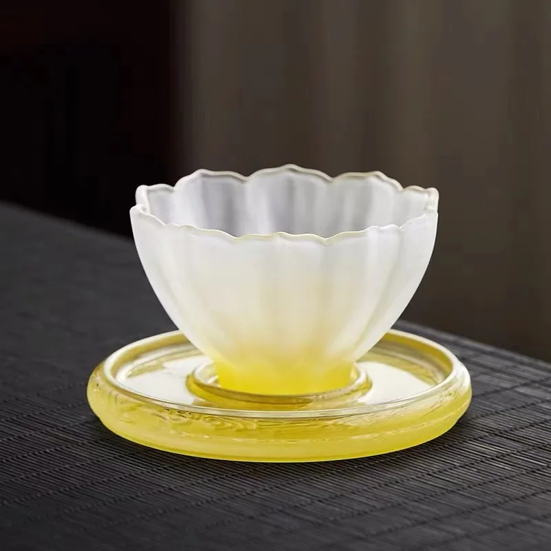 Glass tea set, modern simple household heat-resistant and high temperature-resistant crystal appearance, lotus tea for women