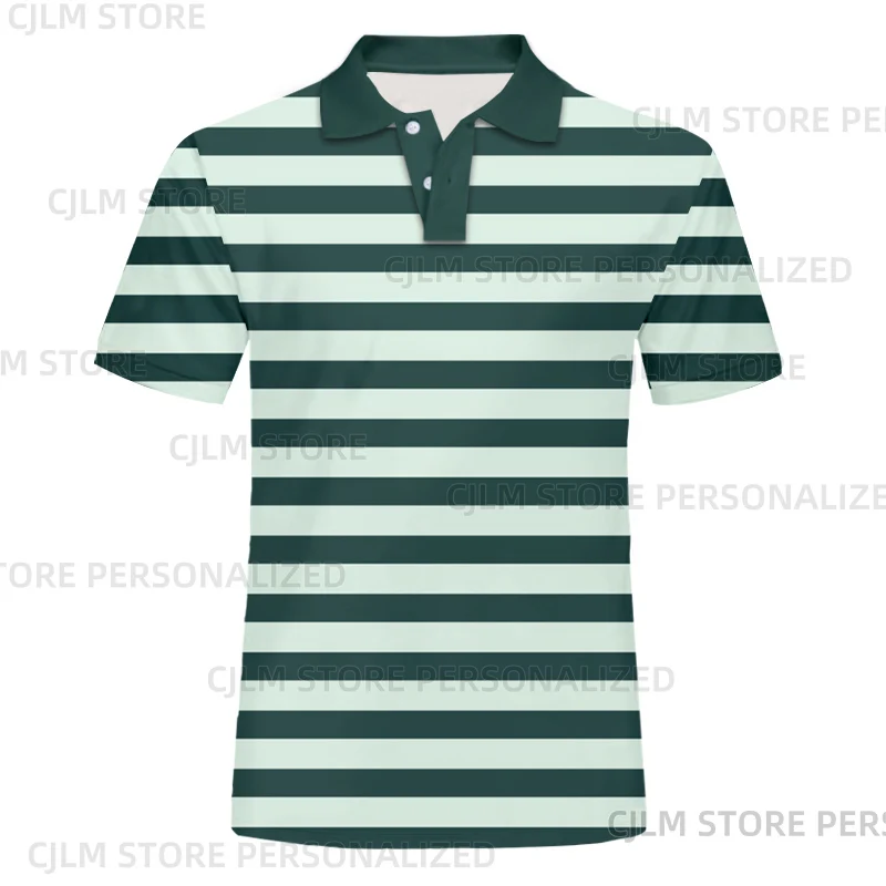 Green&White Classic Striped Polo Shirt for Golf Game Sport Oversize Casual Summer Breathable Outdoor Attire 2025 High Design Tee 10 S4296e7cce37c40f6a94bbdd4288945cda