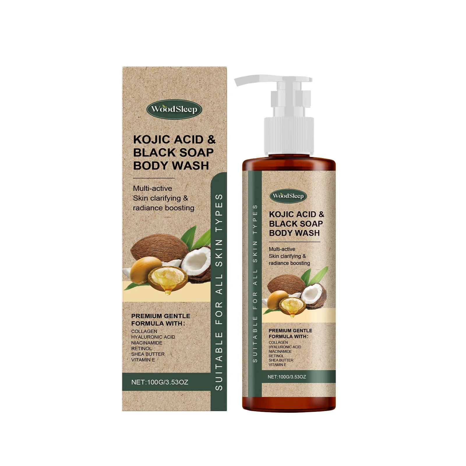 Body Wash Collagen Shower Gel for Body Brighten Lighten Lines Oil Control Hydrating Exfoliator