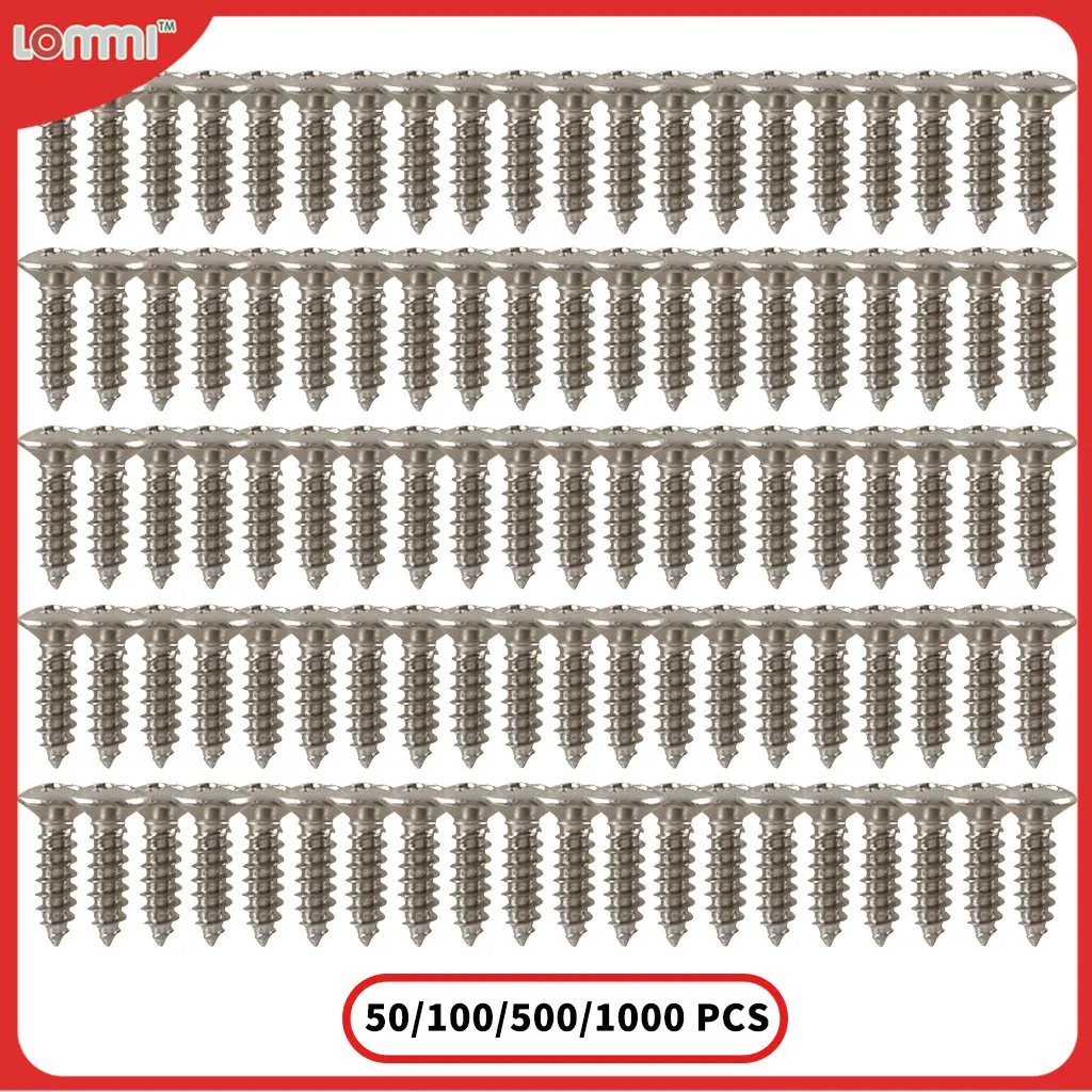 

LOMMI Silver Pickguard Mounting Screws for Electric Bass Guitar Pickguard 50/100/500/1000 PCS Accessories Parts 12mm* 3mm