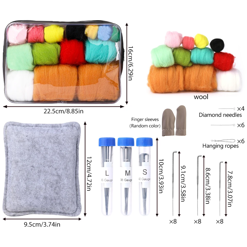 Description Picture 3 of itemKRABALL Wool Felt Doll Making Material Kit Plush Animal Felting Needles Set With Instruction Fiber DIY Handmade Craft Tool