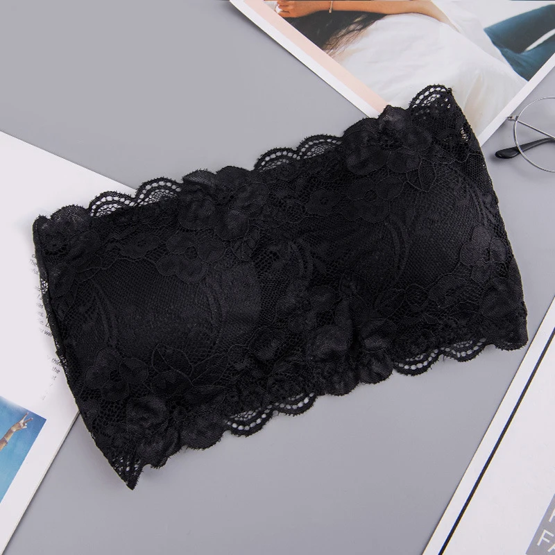 2021 Female Summer Crop Tank Top Women Fashion Deep V Lace Bras Embroidery Floral Tank Top Bra Wrapped Chest Camisole Padded Bra