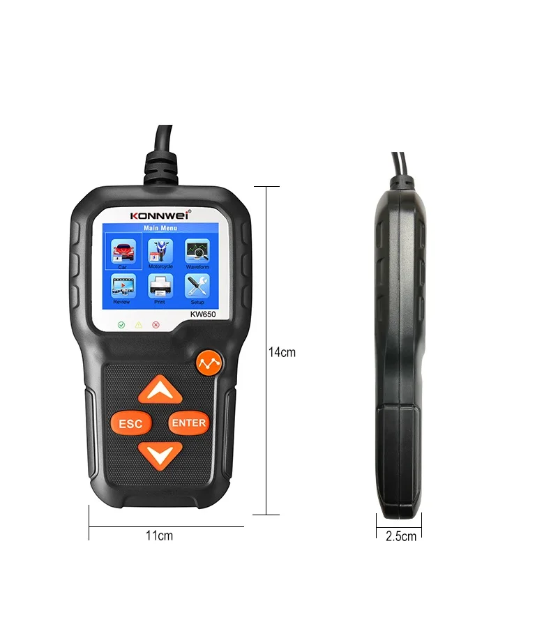 KONNWEI-Testeur de batterie de voiture KW650 6V 12V, analyseur de moto 100  à 2000 CCA, test de charge de démarrage de moto, 10 pièces/lot - AliExpress