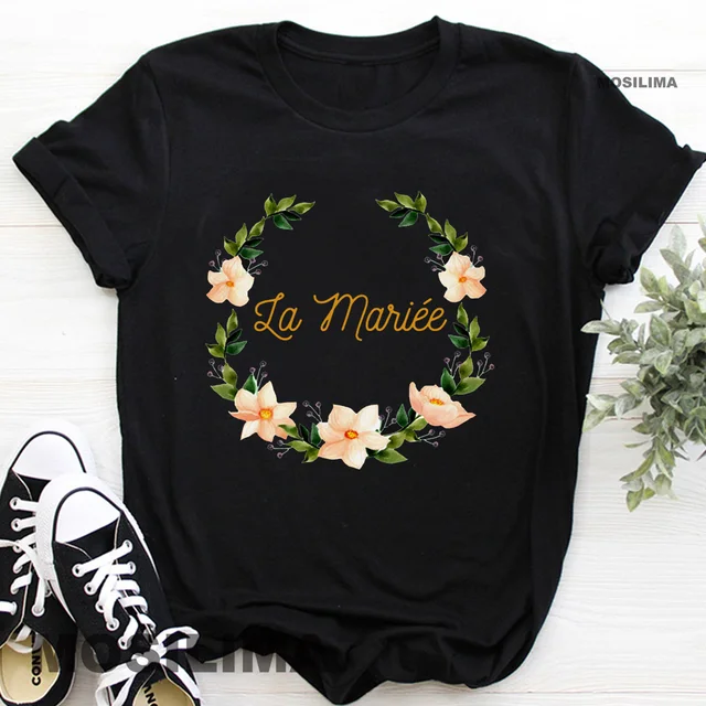 Team Bride Bachelorette Wedding Party Women Evjf Tee Shirt Casual ladies basic O-collar Pink Short Sleeved T-shirt Girl Black2