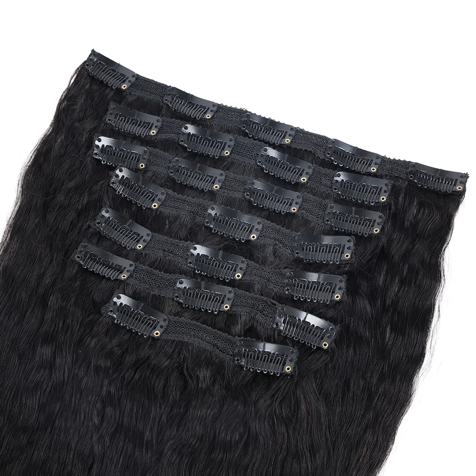 BHF Kinky Straight Hair Clip in Human Hair Extensions 120g Yaki Clip Ins Extension Brazilian Remy Human