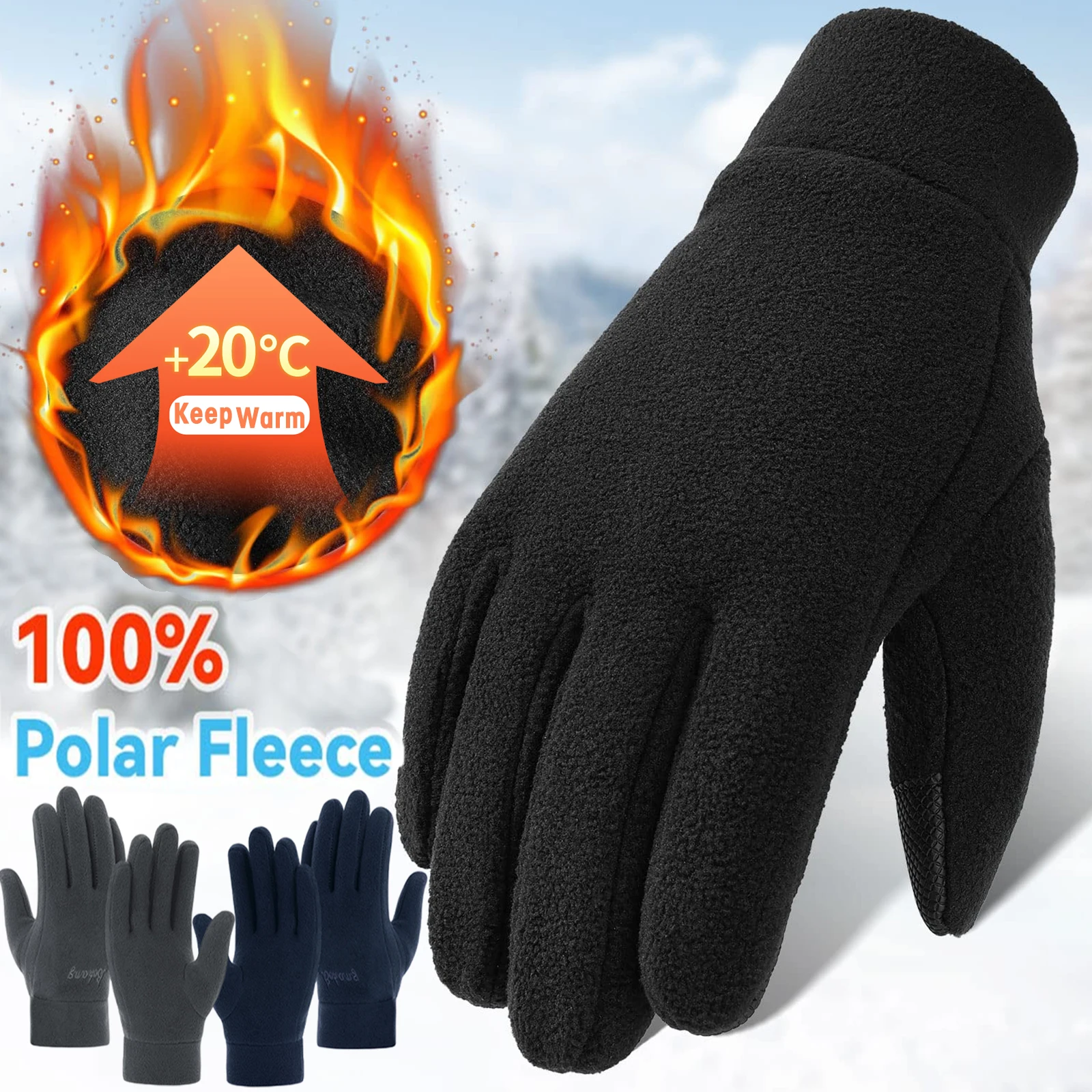 Fleece Thick Gloves Men Women Outdoors Thickening Snow Riding Ski Glove Winter Warm Cold-proof Protective Touchscreen Mittens