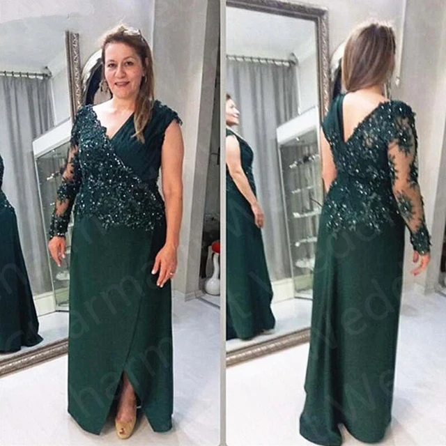 dark green mother of the bride dress