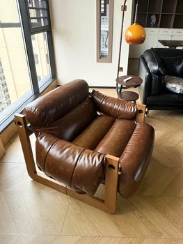 Designer Single Sofa Chair, Casual Lazy Lounge Chair, Vintage Style Living Room Minimalist, Light Luxury