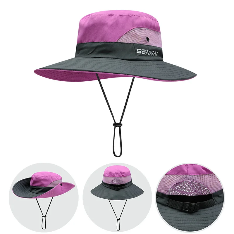 Chapeau de pêcheur en queue de cheval pour femme, chapeau d'été exposé en plein air, prévention du soleil, escalade, pêche, casquette de voyage Parent-enfant_voghion.com