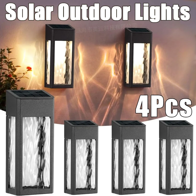 4Pcs Outdoors Solar Fence Lights LED Post Accent Waterproof Deck Wall Lamp With 2 Lighting Modes For Post Yard Porch Patio Decor patio outdoor folding lounge chairs sun lounger bed outside deck pool garden 2 person with cushions poly rattan brown