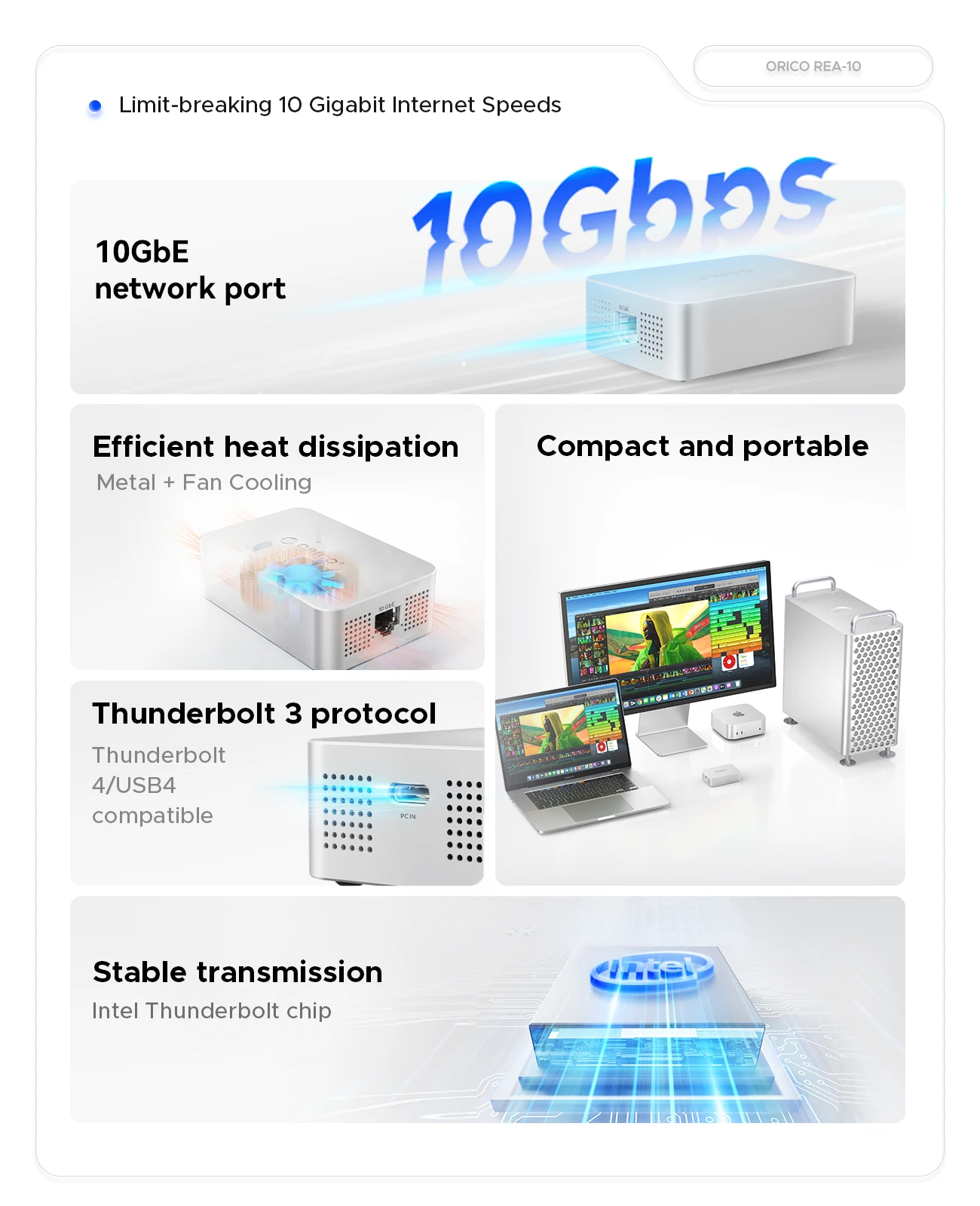 ORICO 10GbE Ethernet Adapter Network Card Thunderbolt 4 to