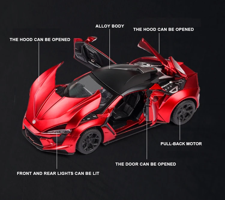 LYKAN Fenyr HyperSport Super Car 1:32 Ölçekli Model Araba