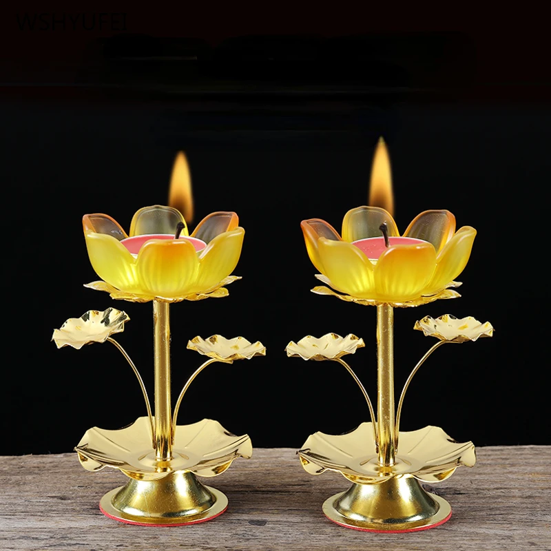 

1 pc Glazed glaze Lotus candlestick Buddhist temple offerings Sacrificial supplies Decoration pray for auspiciousness Feng Shui