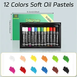 Vibrant Artists Oil Pastels Set - Ideal for Painting and Blending in Classrooms and Studios (12 Colors)