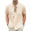 Men's Lightweight Hawaiian Shirts Cotton Linen Breathable Short Sleeve Shirts Vacation Beach Casual Summer Men Tops with Pocket 2