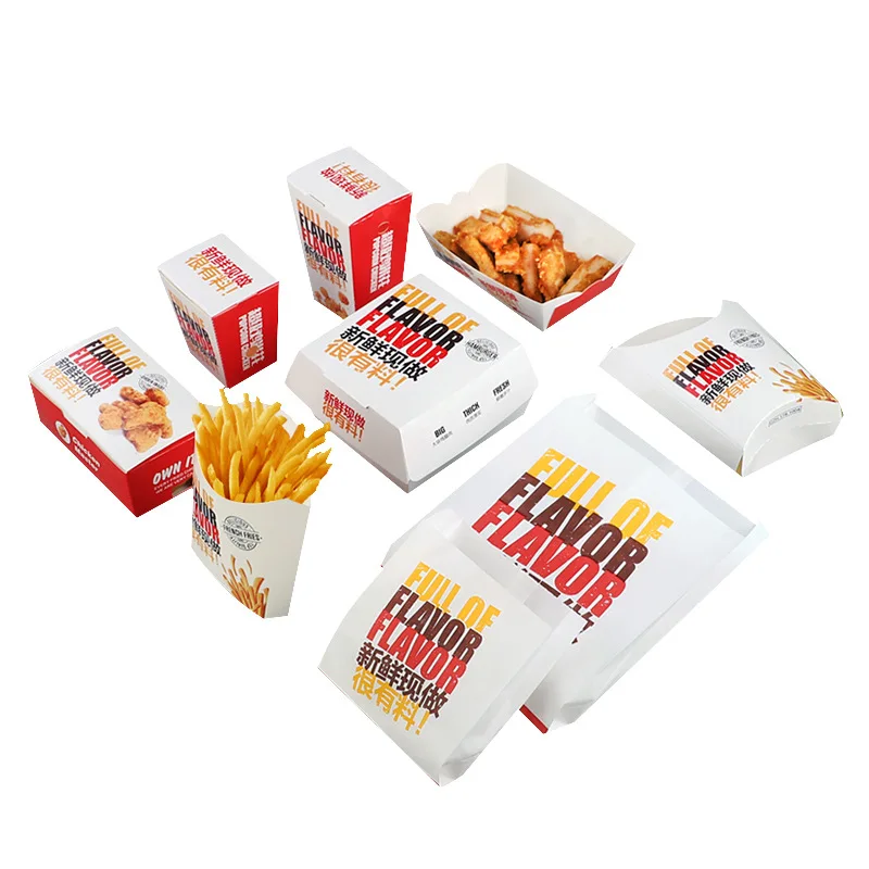 

Customized productCustom Printed High Quality Recycled Take Away French Fries Paper Boxes Fast Food Burger Hamburger Packaging