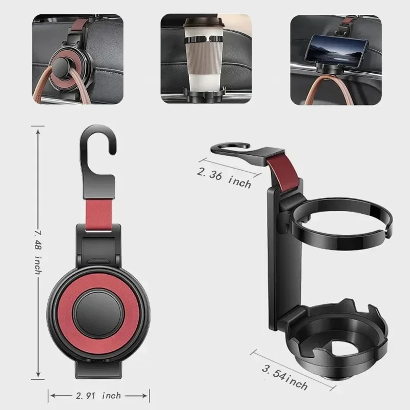 ABS Car Seat Hook with Cup Holder for Vehicle Headrest