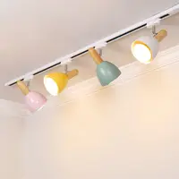 15W Simple Modern LED Track Light Nordic Wooden Ceiling Track System Spotlight for Living Room Background Wall Bedroom Kids Room 1