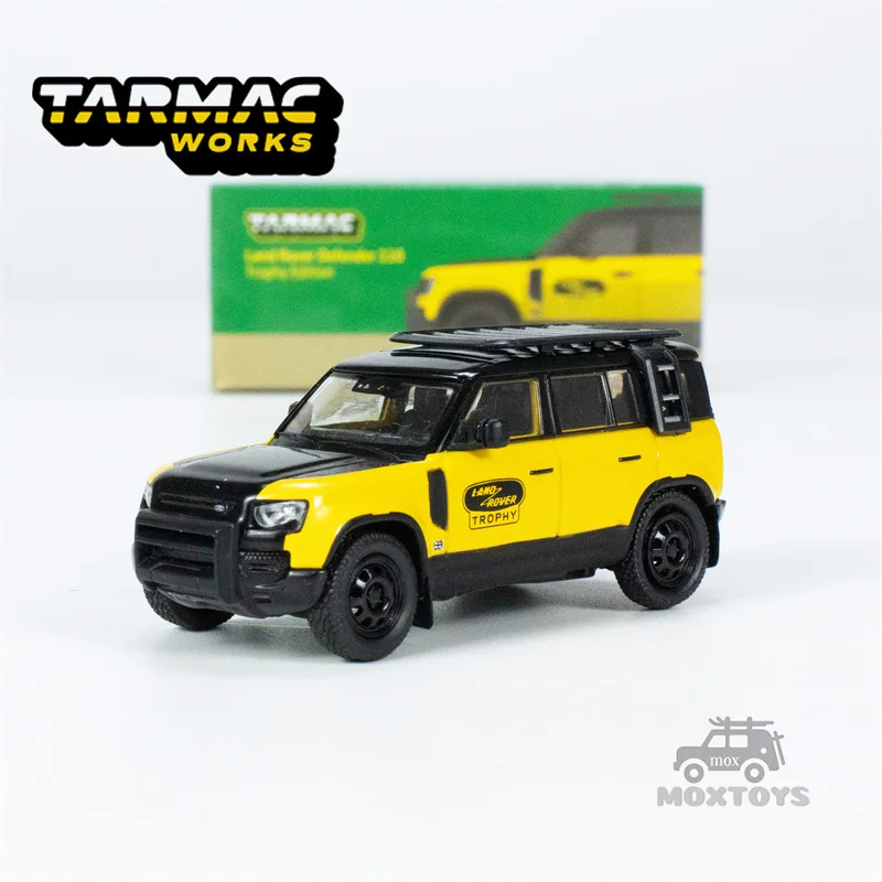 

Tarmac работает 1:64 Land Rover Defender 110, модель автомобиля, отлитый под давлением, черного и желтого цвета