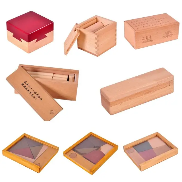 Unlock Wooden Brain Teaser Puzzle Opening Puzzle Box Luban Lock IQ Puzzle Mind Brain Teaser 3D Wooden 3D Wooden Puzzles 4