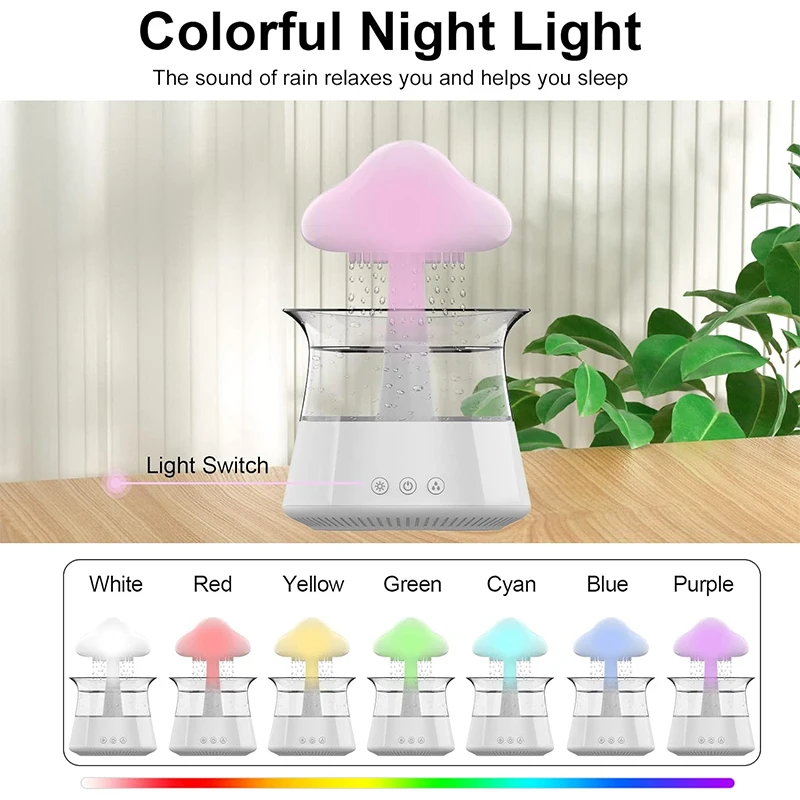 Rain Cloud Electric Air Humidifier 300ml Aroma Diffuser Zen Rain Water Drops Colorful Night Light Humidifier for Home Gift 4