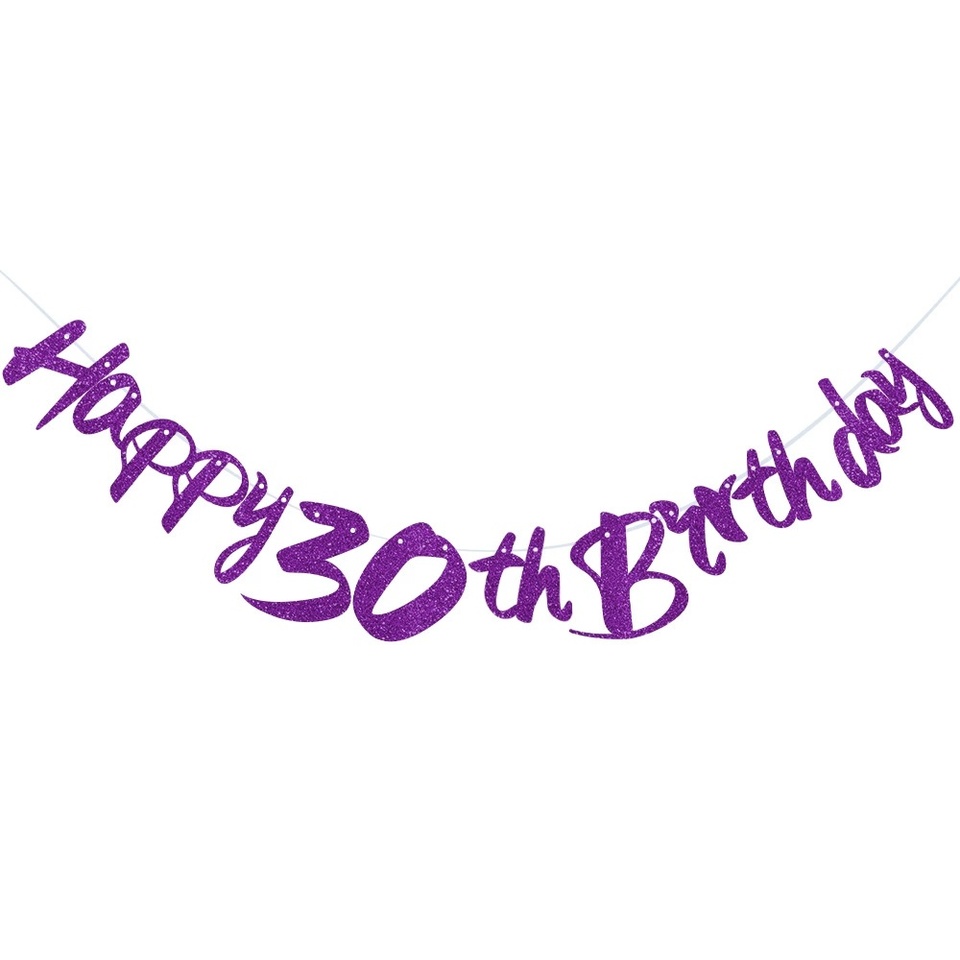 30th Birthday Purple Banner 40 birthday 30 40 50 60 Years Letter Flag Anniversary Birthday Party Decoration Supplies