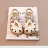 Unishuni Baby Girls Sandal Princess Soft Sole Summer Sandal Child Close Toed Bowknot Beach Shoe with Embroidery Flower Beige 1