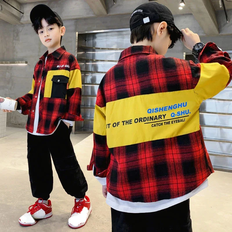 Baby Boys Blouse Teenagers Outerwear Shirts Spring Autumn Kids Fashion Jacket 6 To 14Yrs Children's Clothing Casual
