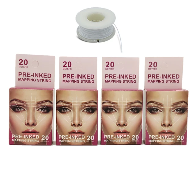 20m Pre-Inked Eyebrow Mapping String, Pre-Inked Microblading String Black  White Ink Eyebrow Thread Brow Marke Eyebrow Thread Brow Marker Tattoo