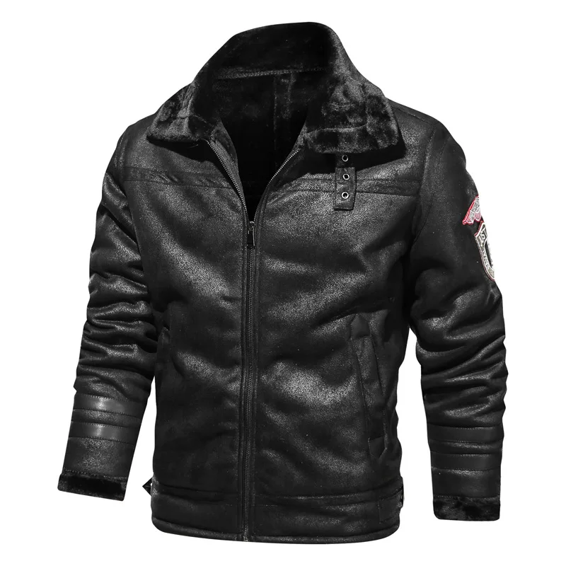 2023 New Winter Men Fleece-Lined Warm Leather Coat Suede Large Size Loose Fashion Large Size Outwear Casual Versatile Outerwear