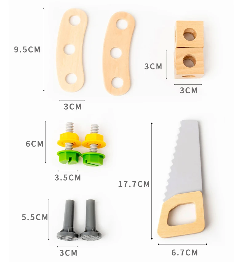 Wooden Nut Disassembly and Assembly Kit, Children's and Boys' Simulation Play Home Engineer Tool Bag Set