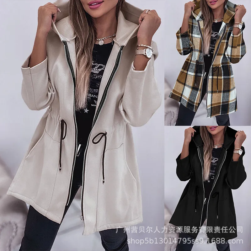 

Женское бархатное пальто на завязках, черное пальто на молнии, байкерские куртки на шнуровке, Элегантные повседневные куртки с капюшоном Y2k