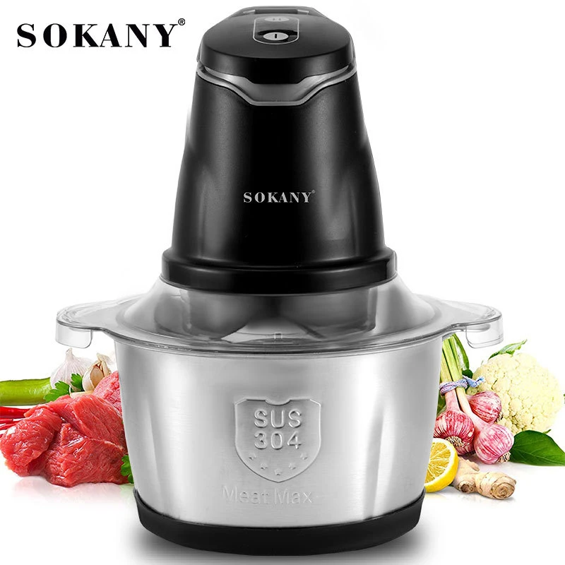 Electric Meat Grinder 2L Cutting Vegetable Garlic Paste Crusher Slicer Food Processor Household Meat Grinder 400W Cooking Machin 5