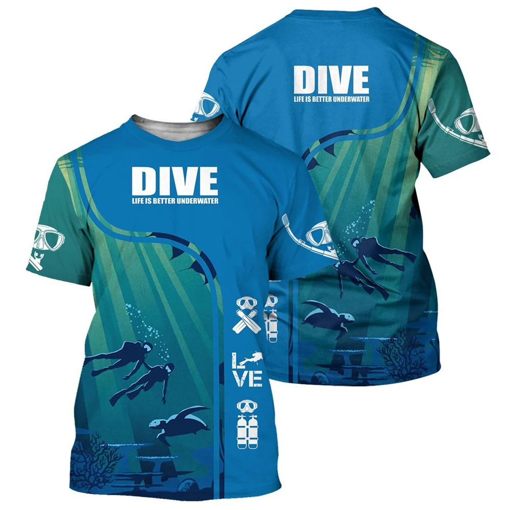 Scuba Diving 3D Print Short Sleeve T Shirt