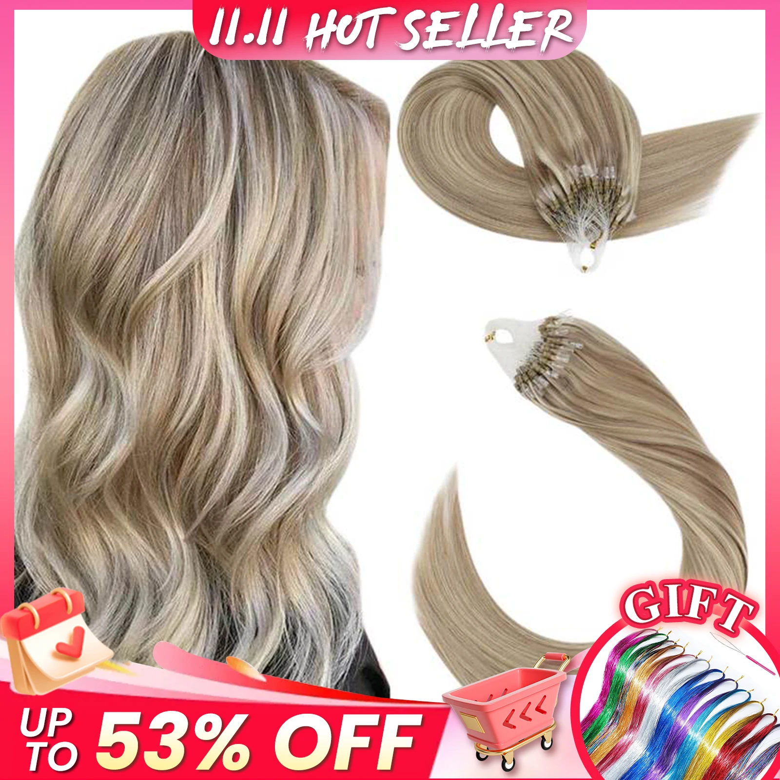 LaaVoo Micro Loop Hair Extensions For Women 14-24inch 100% Real Natural Straight Human Hair 100G 1G/S Remy Micro Ring