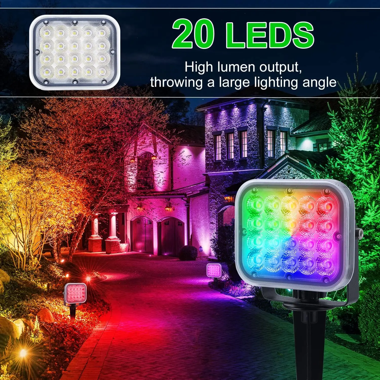 RGB Outdoor Spotlight Garden Landscape Decoration EU/US Plug Floodlight Waterproof Pathway Yard Spike Lawn Lamp 110V 220V Lighti 2
