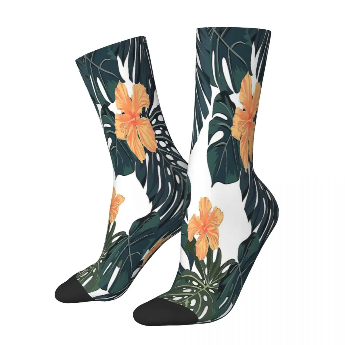 

Flower Tropical Leaves Green Socks Male Mens Women Autumn Stockings Polyester