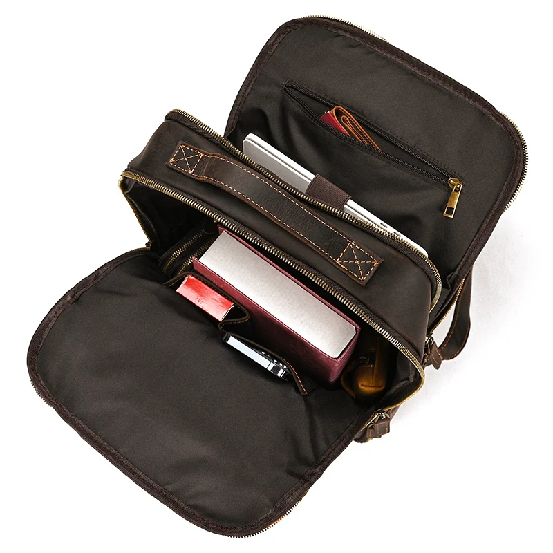 Womens Rustic Brown Leather Backpack Mens Purse
