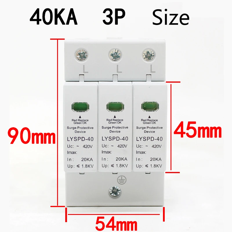 AC SPD 4P 3P 2P+N 10-20KA 20-40KA 30-60KA 275V 385V 420V House Surge Protector Protective Low-voltage Arrester Device