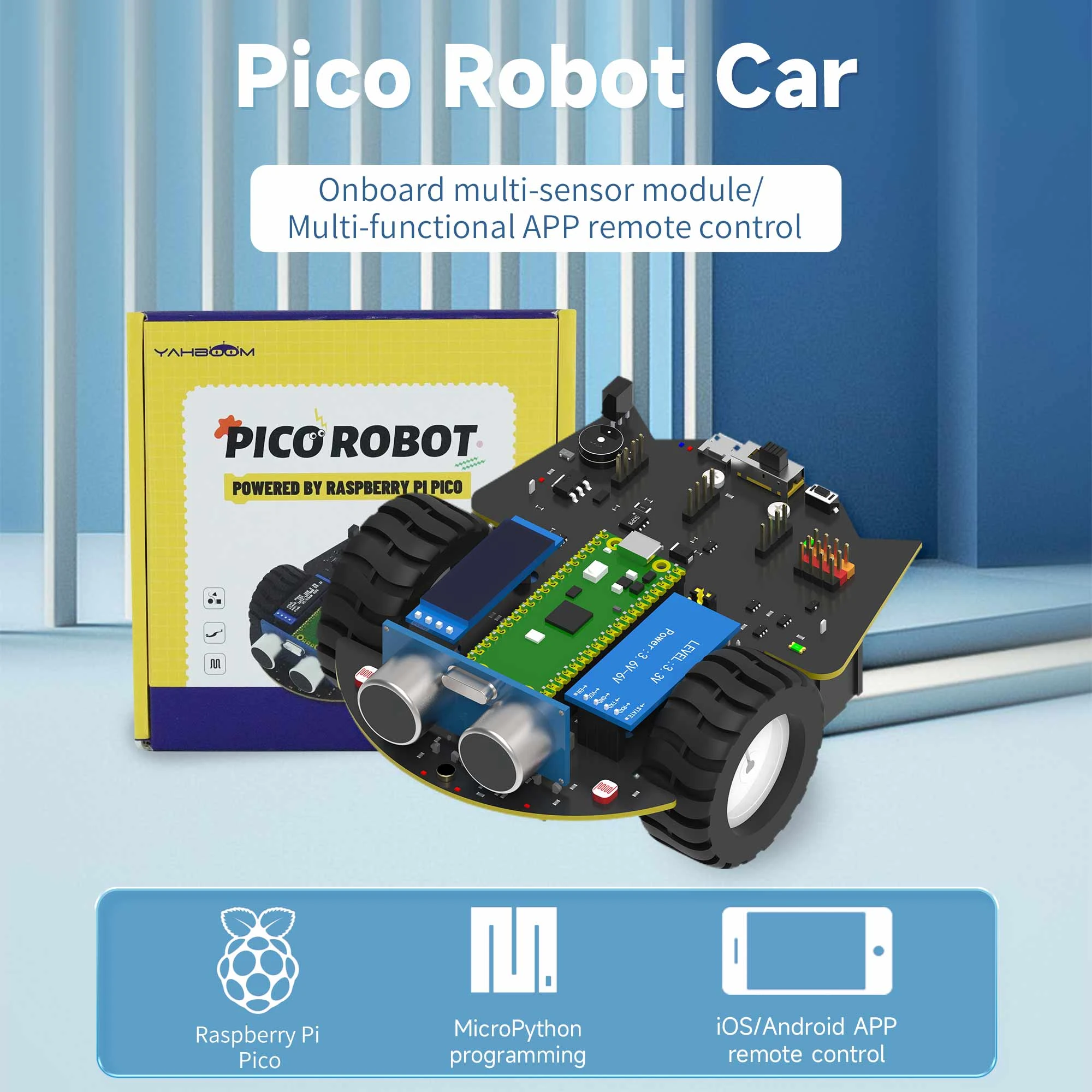 Raspberry Pi Pico Robot Car DIY, Kit electrónico robótico, educación,  programación de MicroPython para adolescentes, incluye batería, Control por  aplicación| | - AliExpress