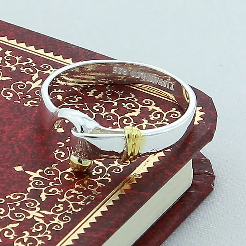 Anelli con perline in argento sterling 925 e oro per uomo e donna, anello alla moda, fede nuziale, gioielli con ciondoli, accessori. - immagine 3