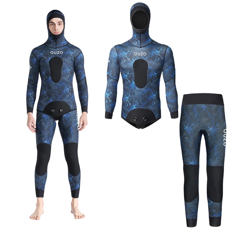 2pieces/set Hoodie Wetsuits Neoprene 3mm/1.5mm Camouflage Fullsuit for