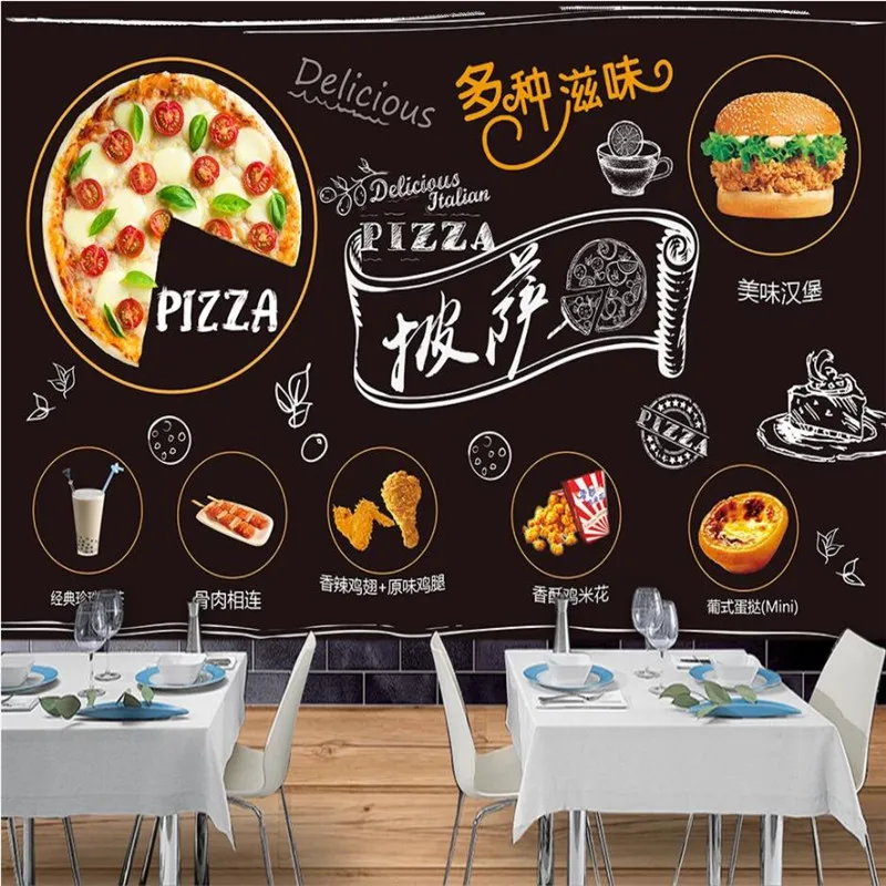 Delicious Pizza Western Restaurant Blackboard Background Wallpaper Custom  Words Mural Fast Food Industrial Decor Wall Paper 3d - Wallpapers -  AliExpress