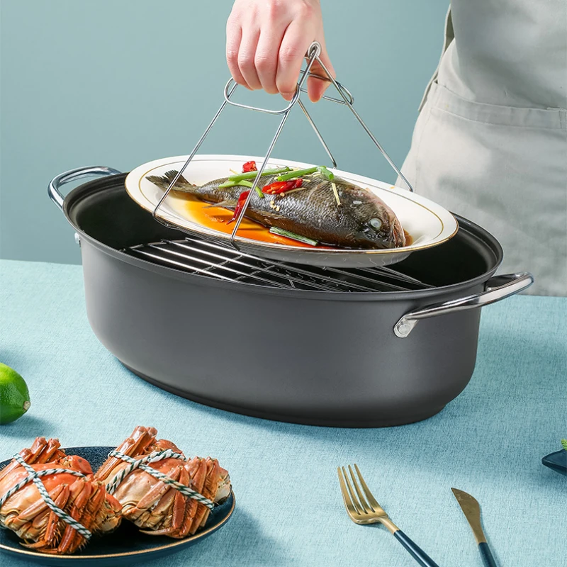 Olla de pescado al vapor para el hogar, olla grande antiadherente para  cocinar a la parrilla, vaporera de Gas para mariscos, Cocina de Inducción  Universal - AliExpress