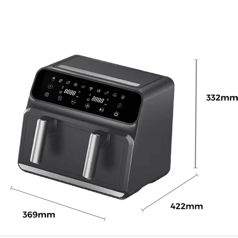 OEM High Quality kitchen Electric Hot Air fryer Oven Oiless Cooker Machine double air fryer with dual basket 4